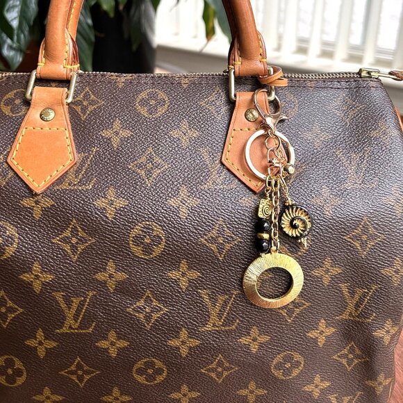 New CIRCLE PENDANT Bag Charm Black, Gold Tone ⭕ - Picture 5 of 8